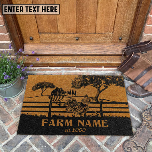 Joycorners Chicken Little Ranch Custom Farm Name Custom Year Coir Doormat