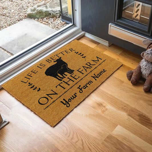 Joycorners Sheep Life Is Better On The Farm Custom Name Coir Doormat