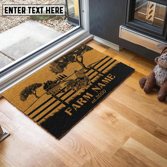 Joycorners Chicken Little Ranch Custom Farm Name Custom Year Coir Doormat