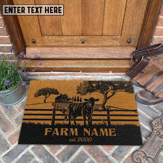 Joycorners Angus Little Ranch Custom Farm Name Custom Year Coir Doormat