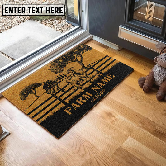 Joycorners Goat Little Ranch Custom Farm Name Custom Year Coir Doormat