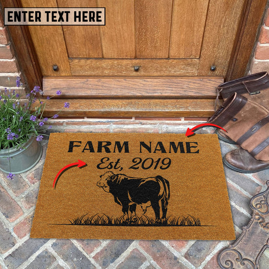 Joycorners Simmental Custom Farm Name Custom Year Coir Doormat