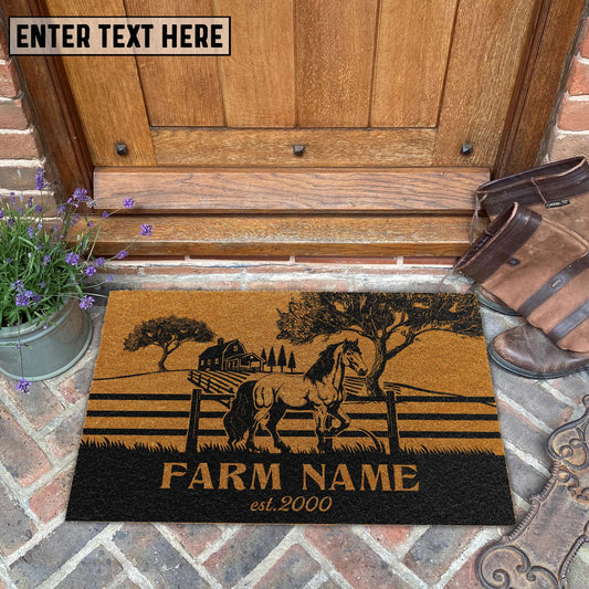 Joycorners Horse Little Ranch Custom Farm Name Custom Year Coir Doormat