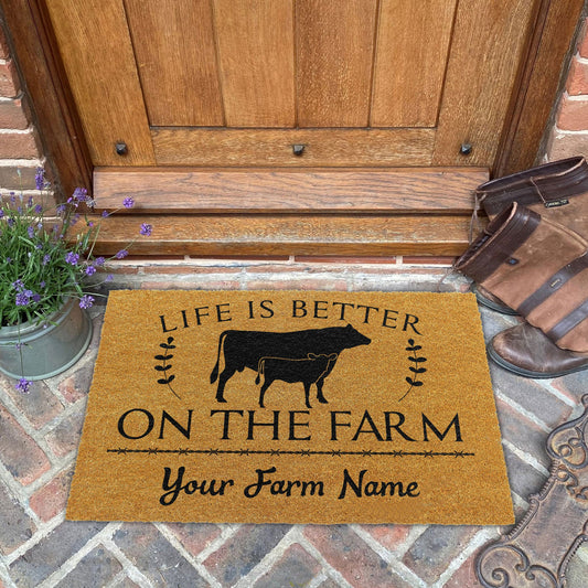 Joycorners Jersey Life Is Better On The Farm Custom Name Coir Doormat