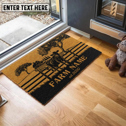 Joycorners Angus Little Ranch Custom Farm Name Custom Year Coir Doormat