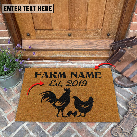 Joycorners Chicken Custom Farm Name Custom Year Coir Doormat