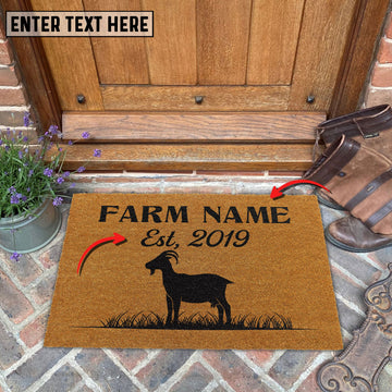 Joycorners Goat Custom Farm Name Custom Year Coir Doormat