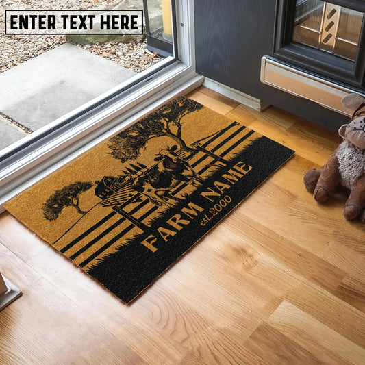 Joycorners Holstein Little Ranch Custom Farm Name Custom Year Coir Doormat