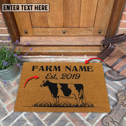 Joycorners Holstein Custom Farm Name Custom Year Coir Doormat