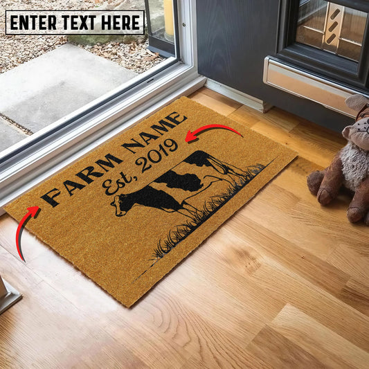 Joycorners Holstein Custom Farm Name Custom Year Coir Doormat