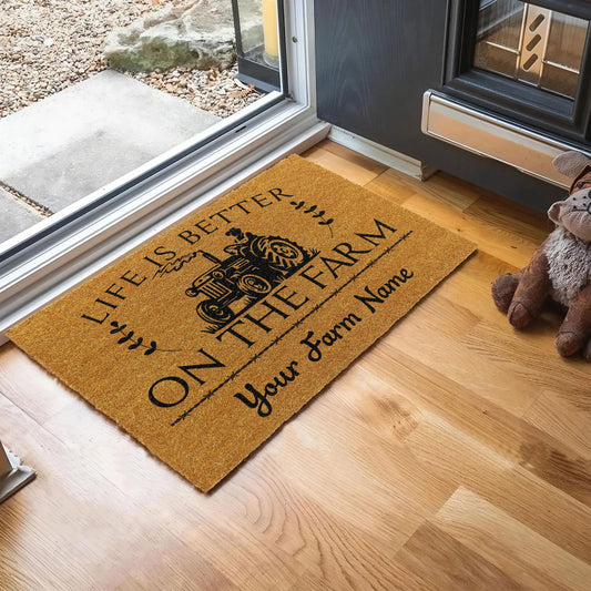 Joycorners Tractor Life Is Better On The Farm Custom Name Coir Doormat