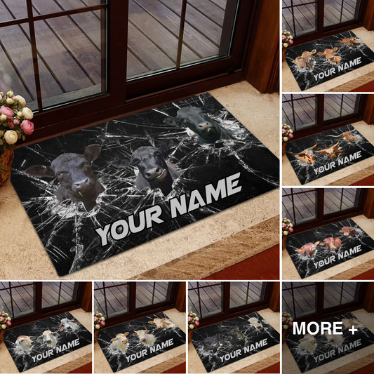 Joycorners Broken Glass Custom Name 3D Doormat (14 Cattle Breeds)
