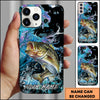 Joycorners Fishing Neon Scale Texture Water Splash Personalized Name Phone Case (10 Fish Species)