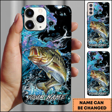 Joycorners Fishing Neon Scale Texture Water Splash Personalized Name Phone Case (10 Fish Species)