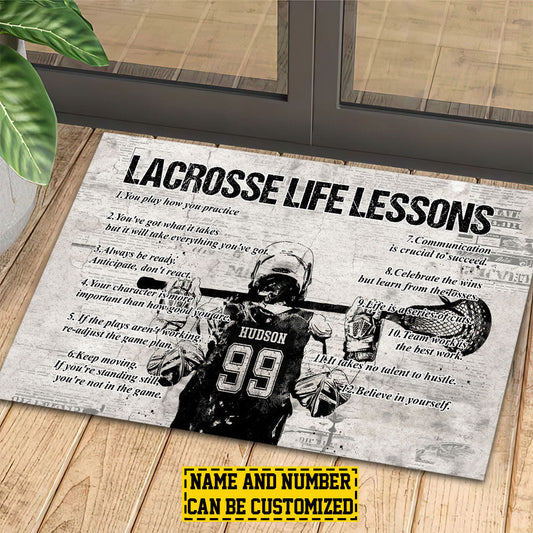 Joycorners Personalized Lacrosse Doormat, Lacrosse Life Lessons, Motivational Quotes Doormat For Home Decor Housewarming Gift, Welcome Mat Gift For Lacrosse Lovers LM0210