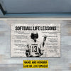 Joycorners Personalized Softball Doormat, Softball Life Lessons, Motivational Quotes Doormat For Home Decor Housewarming Gift, Welcome Mat Gift For Softball Lovers LM0210
