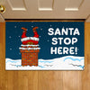 Joycorners Funny Christmas Doormat, Santa Stop Here Doormat For Home Decor Housewarming Gift, Welcome Mat Gift LM0210