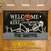 Joycorners Funny Personalized Halloween Skeleton Doormat, Welcome Come In And Rest Your Bones, Doormat For Home Decor Housewarming Gift, Welcome Mat Gift For Skeleton Lovers LM0210