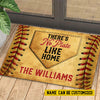 Joycorners Funny Personalized Softball Doormat For Home Decor Housewarming Gift, There's No Plate Like Home, Welcome Mat Gift For Softball Lovers LM0210