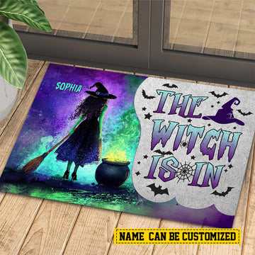 Joycorners Personalized Halloween Witch Doormat, The Witch Is In, Doormat For Home Decor, Housewarming Gift, Spooky Welcome Mat Gift For Witch Lovers LM0210