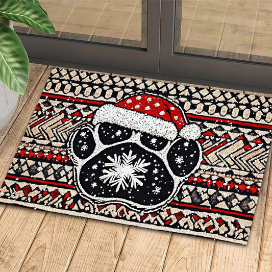 Joycorners Christmas Dog Doormat, Dog Paw Doormat For Home Decor Housewarming Gift, Welcome Mat Gift For Dog Lovers LM0210