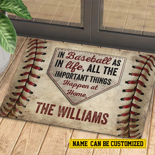Joycorners Funny Baseball Doormat, In Baseball As In Life All The Important Things, Personalized Baseball Doormat For Home Decor Housewarming Gift, Welcome Mat Gift For Baseball Lovers, Baseball Players LM0210
