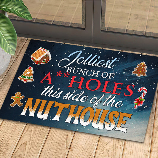 Joycorners Funny Christmas Doormat, This Side Of The Nuthouse Doormat For Home Decor Housewarming Gift, Welcome Mat Gift LM0210