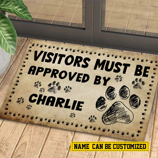 Joycorners Personalized Funny Dog Doormat, Visitors Must Be Approved By, Doormat For Home Decor Housewarming Gift, Welcome Mat Gift For Dog Lovers LM0210