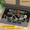 Joycorners Funny Personalized Halloween Skeleton Doormat, Welcome Come In And Rest Your Bones, Doormat For Home Decor Housewarming Gift, Welcome Mat Gift For Skeleton Lovers LM0210