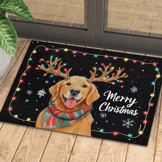 Joycorners Christmas Dog Doormat, Merry Christmas Doormat For Home Decor Housewarming Gift, Welcome Mat Gift For Dog Lovers LM0210