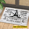 Joycorners Personalized Halloween Witch Doormat, Live Here, Doormat For Home Decor, Housewarming Gift, Spooky Welcome Mat Gift For Witch Lovers LM0210