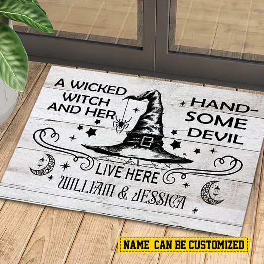 Joycorners Personalized Halloween Witch Doormat, Live Here, Doormat For Home Decor, Housewarming Gift, Spooky Welcome Mat Gift For Witch Lovers LM0210