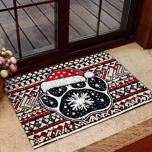 Joycorners Christmas Dog Doormat, Dog Paw Doormat For Home Decor Housewarming Gift, Welcome Mat Gift For Dog Lovers LM0210