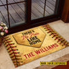 Joycorners Funny Personalized Softball Doormat For Home Decor Housewarming Gift, There's No Plate Like Home, Welcome Mat Gift For Softball Lovers LM0210