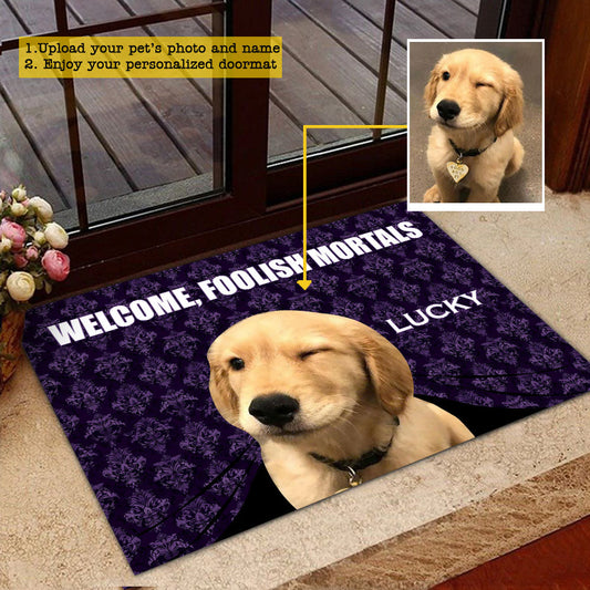 Joycorners Personalized Dog Doormat, Welcome Foolish, Doormat For Home Decor Housewarming Gift, Welcome Mat Gift For Dog Lovers LM0210