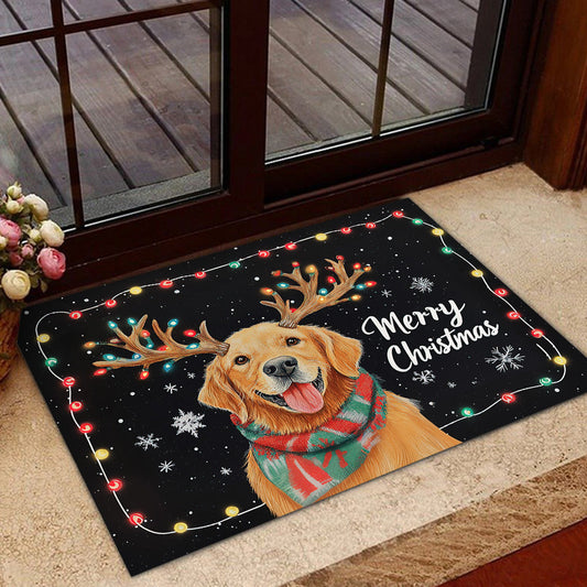 Joycorners Christmas Dog Doormat, Merry Christmas Doormat For Home Decor Housewarming Gift, Welcome Mat Gift For Dog Lovers LM0210