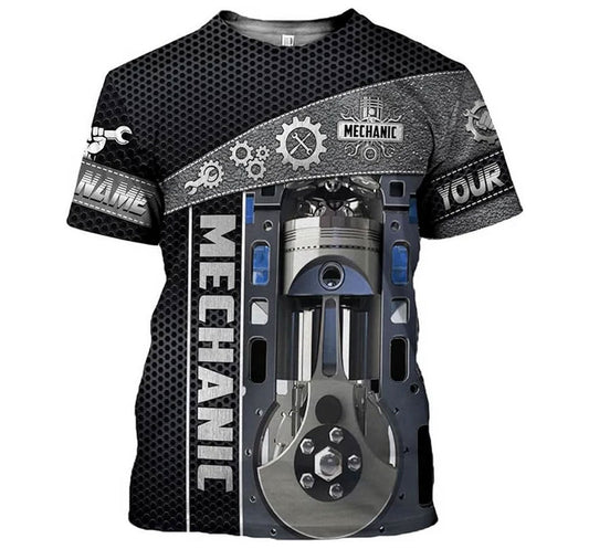 Joycorners Custom Name Mechanic Shirt Mechanic Engine Unisex Printed T Shirt PT2609