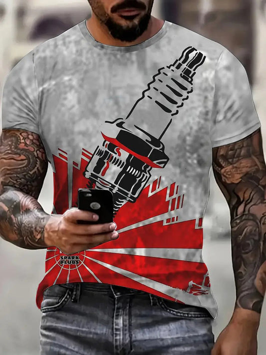 Joycorners Spark Plugs Graphic 3d Print Mechanic T-shirts, Birthday Gift For Mechanic, Summer Trendy T-shirt, Top Mechanic Shirt PT2609