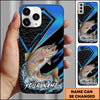 Joycorners Fishing Electric Blue Arrow Pattern Splash Personalized Name Phone Case (10 Fish Species)