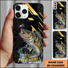 Joycorners Fishing Luxury Black Gold Lightning Splash Personalized Name Phone Case (10 Fish Species)