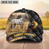 Joycorners Horse Black Leather Luxury Gold Pattern Personalized Name Cap (8 Breeds)