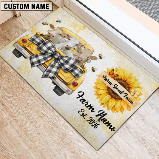 Joycorners Personalized Farm Sweet Farm Custom Cow Truck Doormat(10 Cattle Breeds)