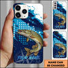 Joycorners Fishing Blue Ocean Compass Star Pop Art Personalized Name Phone Case (10 Fish Species)