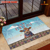 Joycorners Happy 4th of July Cow with USA Scarf Fireworks Personalized Name 3D Doormat (8 Breeds)