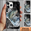 Joycorners Fishing Tribal Pattern Black White Water Splash Personalized Name Phone Case (10 Fish Species)