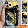 Joycorners Fishing Black Gold Tech Frame Water Splash Personalized Name Phone Case (10 Fish Species)