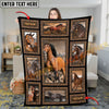 Joycorners Personalized Horse Collage Blanket – Rustic Wood Frame, Custom Name ( 8 Breeds)