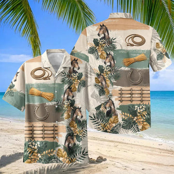 Joycorners Hackney Horse Tropical Floral Hawaiian Shirt