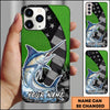 Joycorners Fishing Neon Green Honeycomb Wave Splash Personalized Name Phone Case (10 Fish Species)