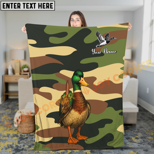 Joycorners Mallard Duck Woodland Camo Hunting Personalized 3D Blanket